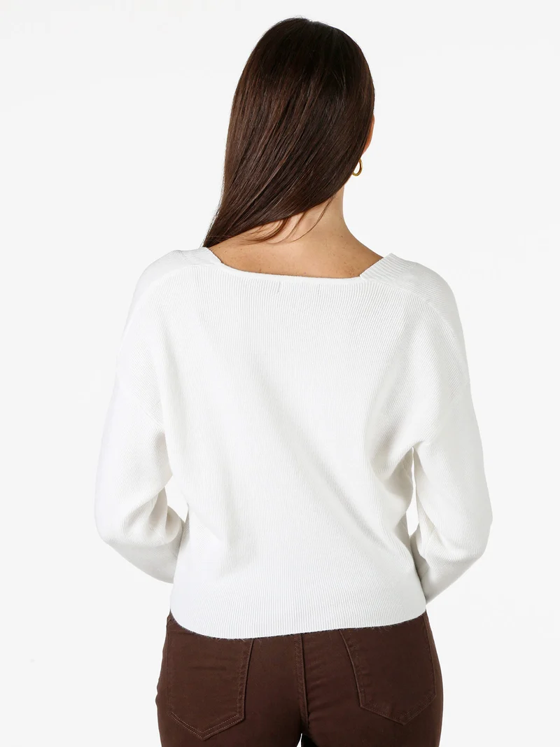 Cardigan donna con bottoni e scollo a V - bianco