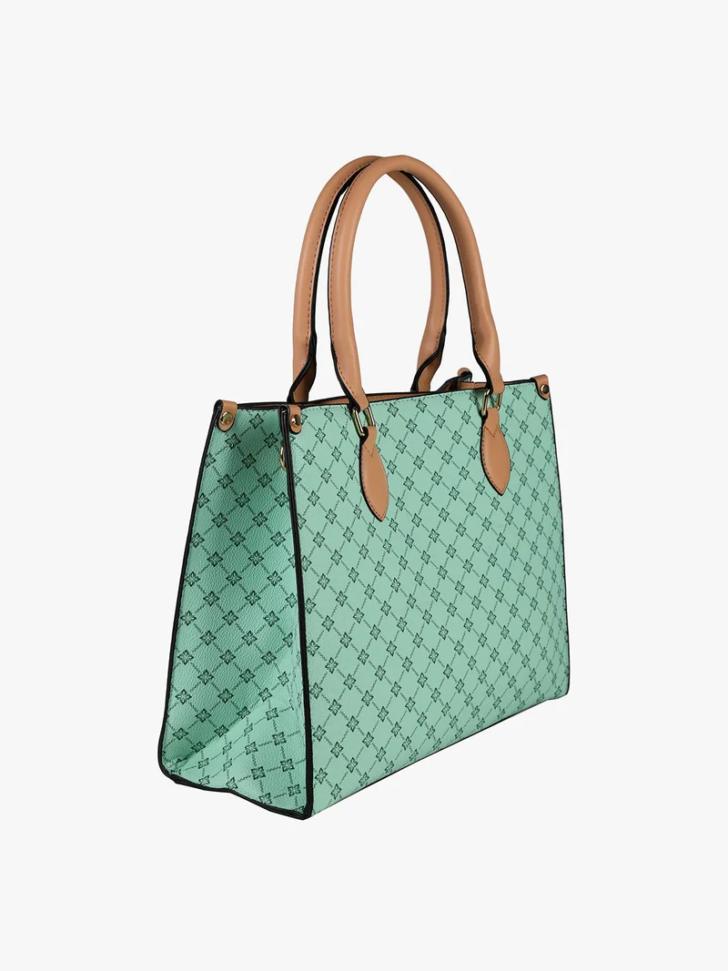Borsa a mano con stampe - verde