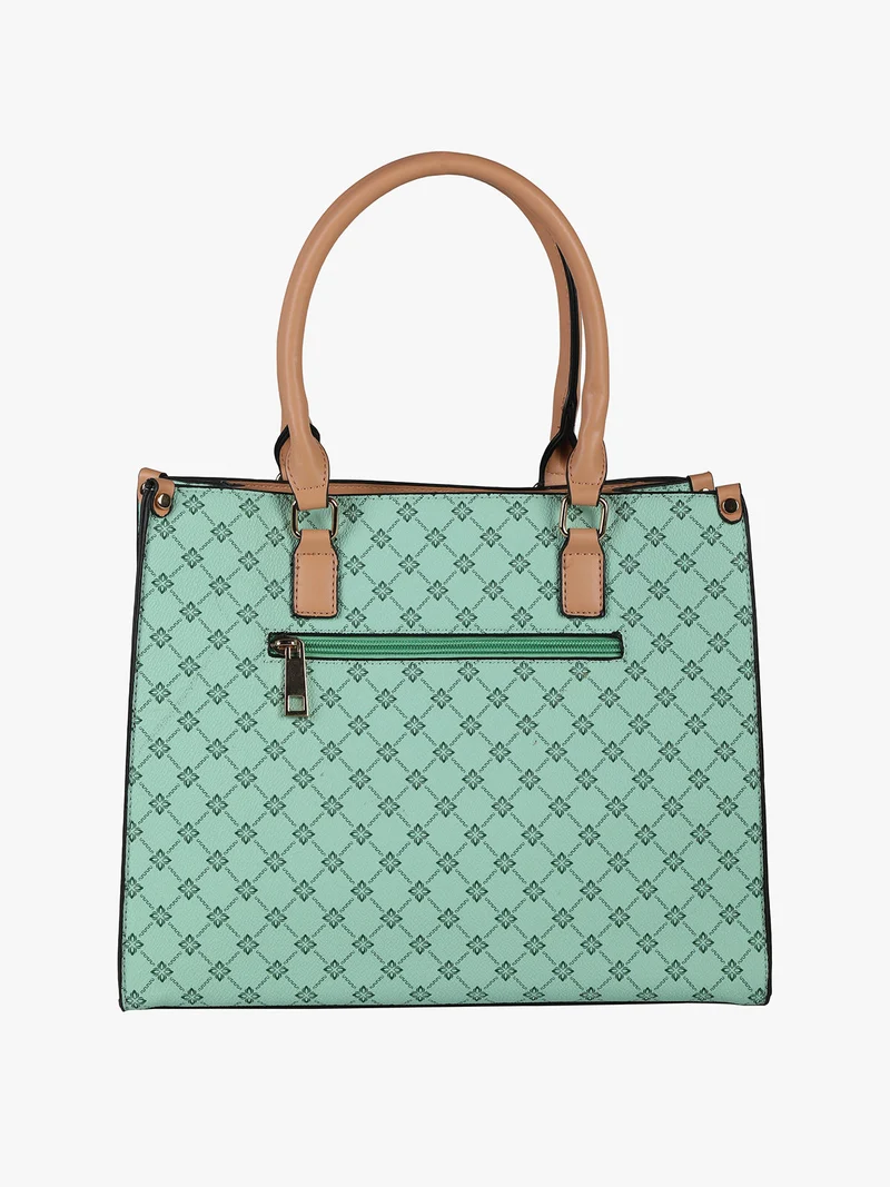 Borsa a mano con stampe - verde