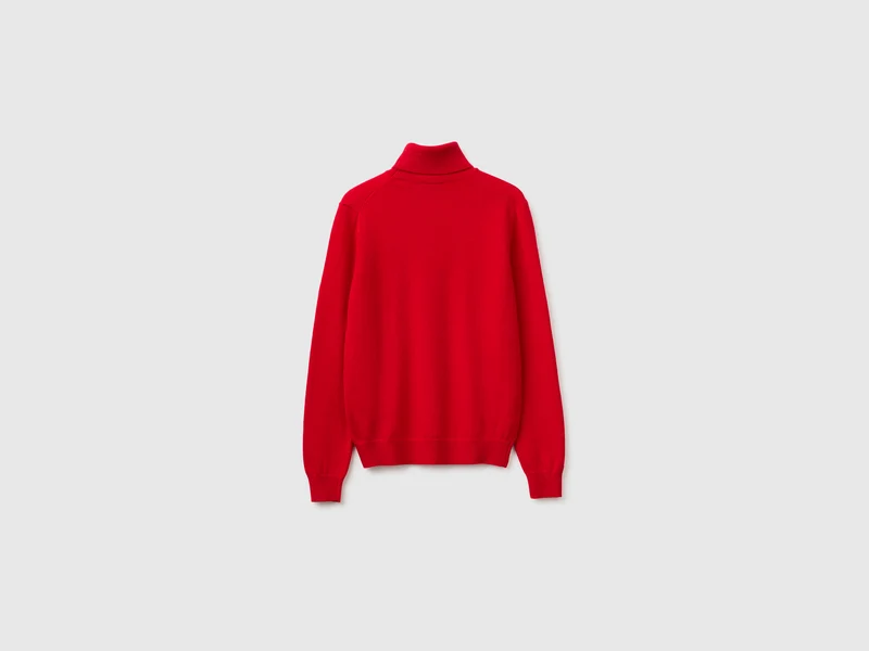 Pflaumenroter Rollkragenpullover aus reiner Merinowolle