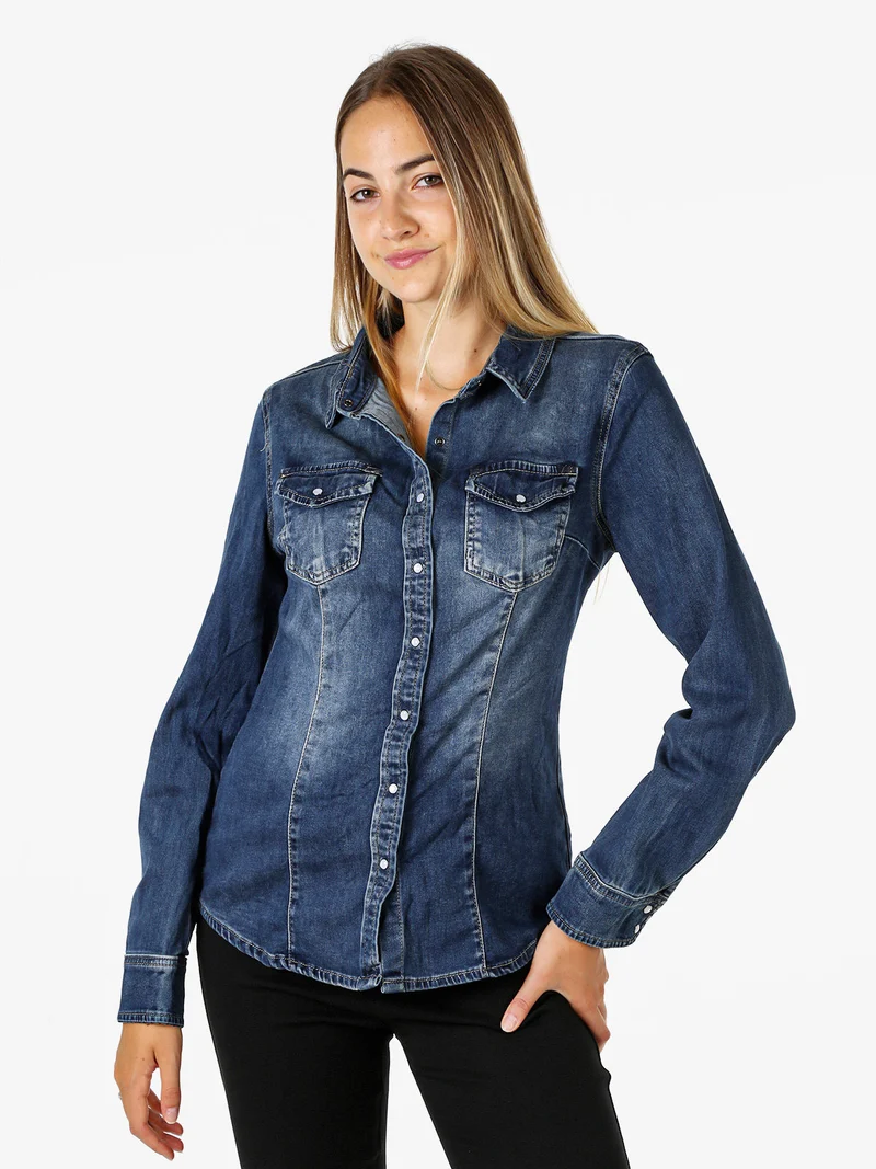 Camicia in jeans da donna con bottoni - jeans
