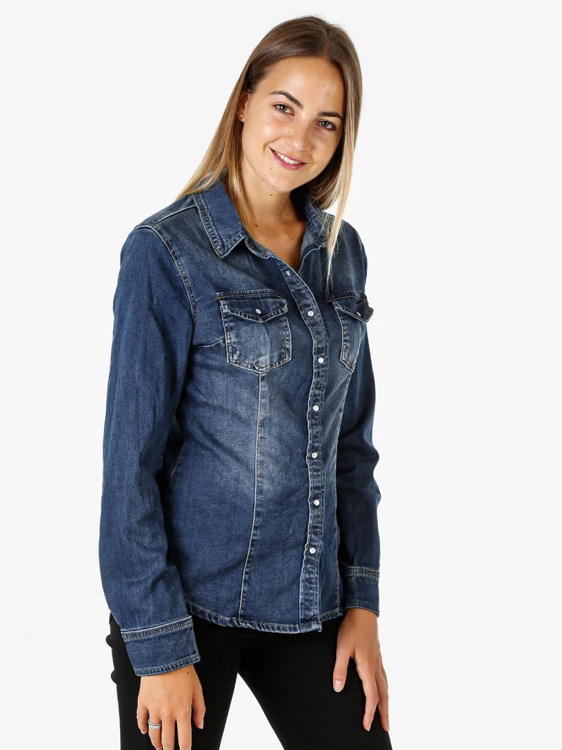 Camicia in jeans da donna con bottoni - jeans