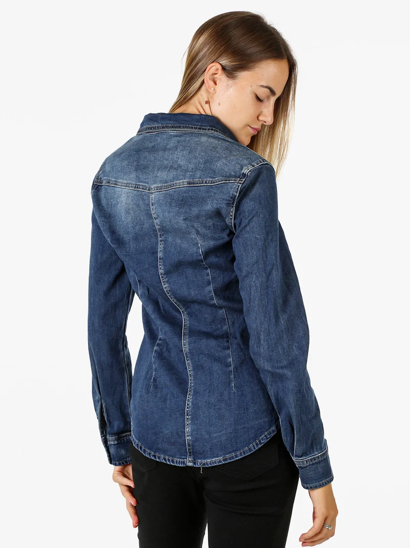 Camicia in jeans da donna con bottoni - jeans