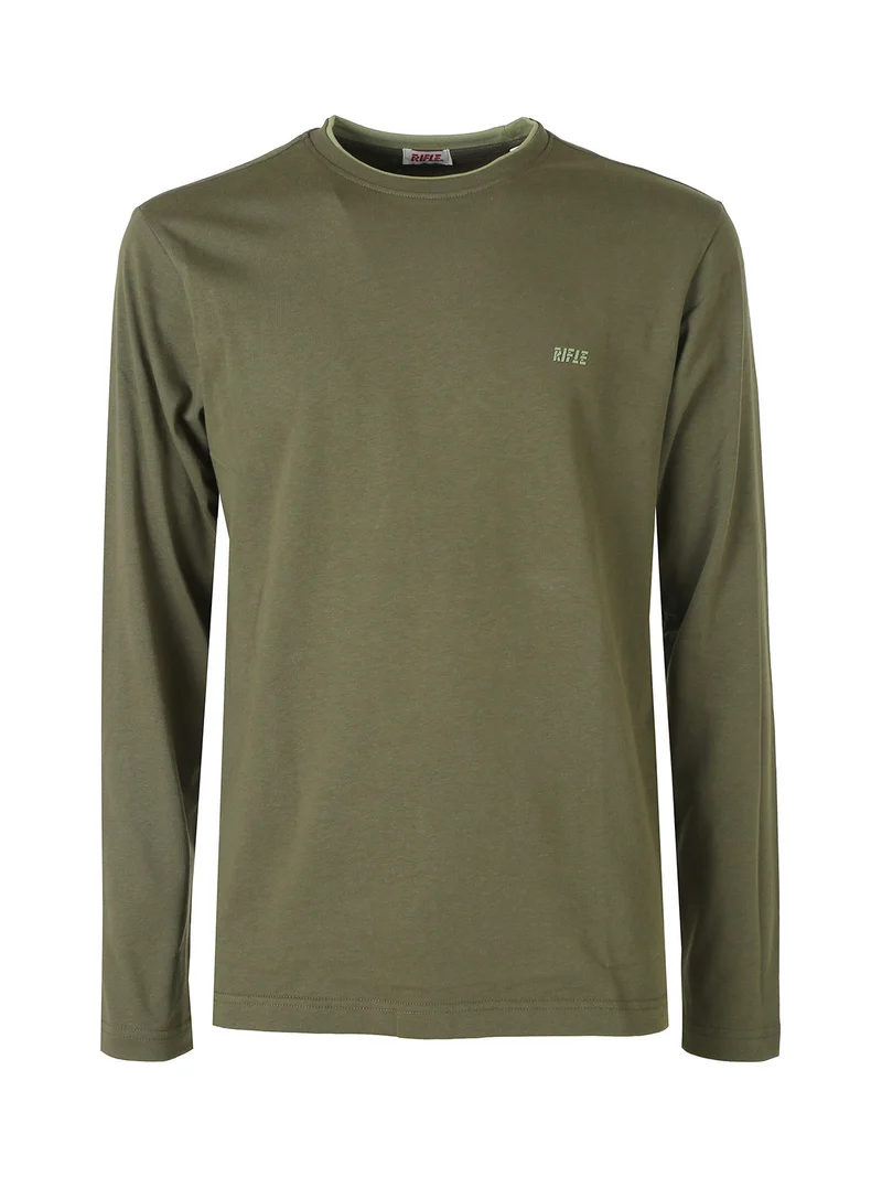 T-shirt girocollo da uomo a maniche lunghe in cotone - militare