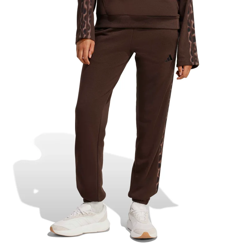 Seasonal Essentials Leopardenprint French Terry Hose mit 3-Streifen