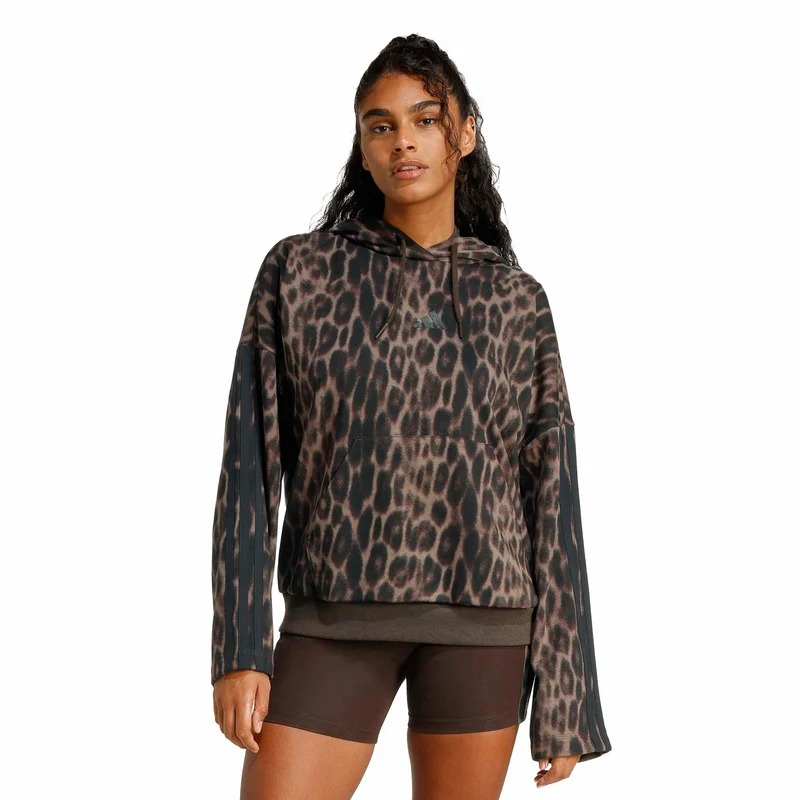 Seasonal Essentials Leopardenprint French Terry Hoodie mit 3-Streifen