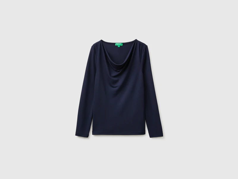 T-Shirt mit drapiertem Ausschnitt