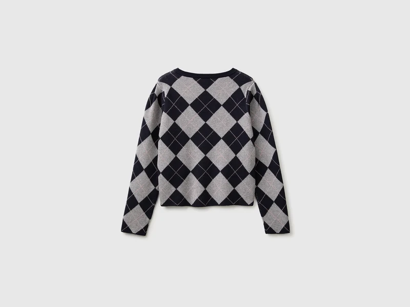 Pullover mit Rautenmuster und Rundhalsausschnitt