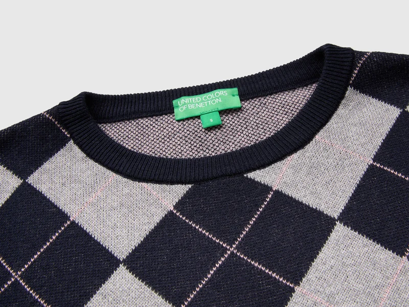 Pullover mit Rautenmuster und Rundhalsausschnitt
