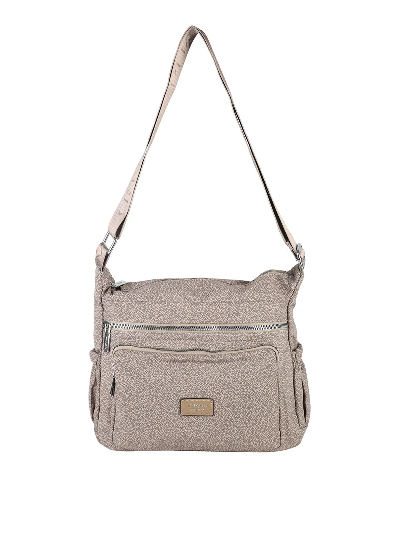 Borsa donna a tracolla in nylon - taupe