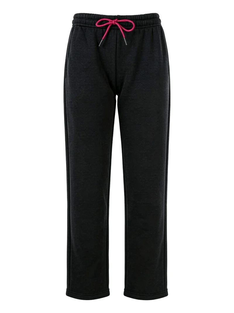 Pantaloni in felpa da donna con coulisse e interno in pile - nero