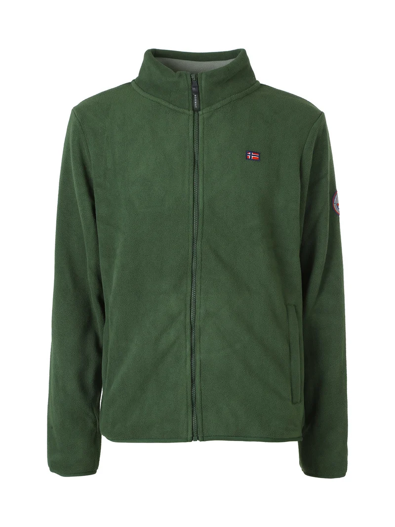 Felpa giacca da uomo in pile con zip - verde
