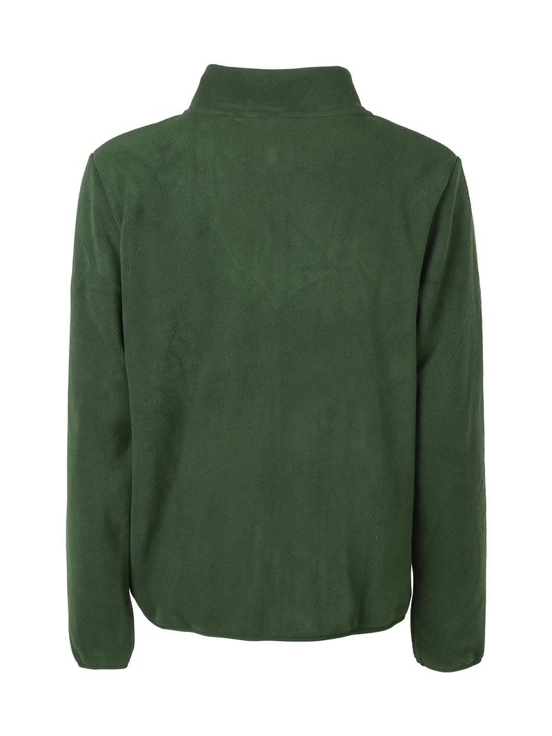 Felpa giacca da uomo in pile con zip - verde