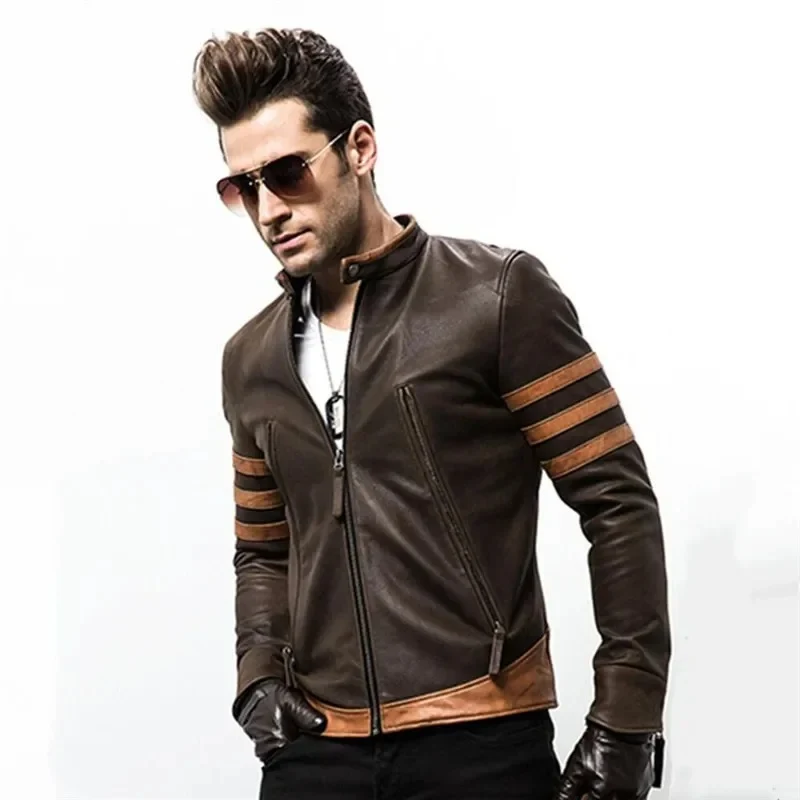 Elegant Striped Leather Jacket