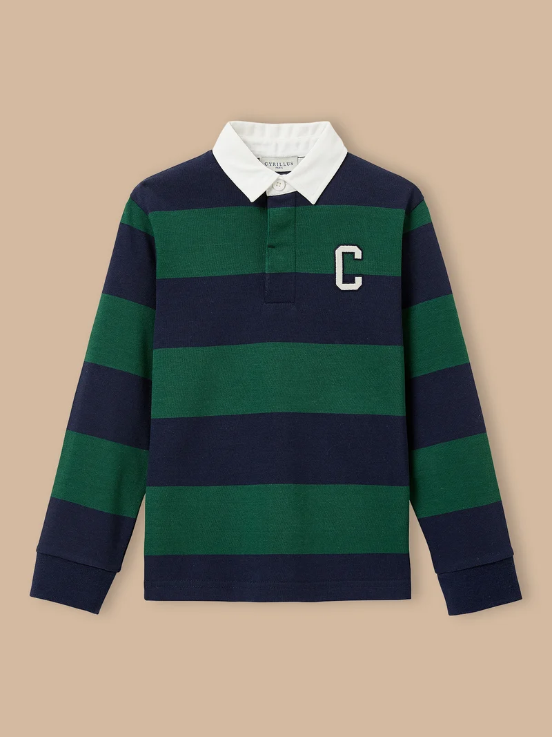 Jungen Rugby-Poloshirt, gestreift