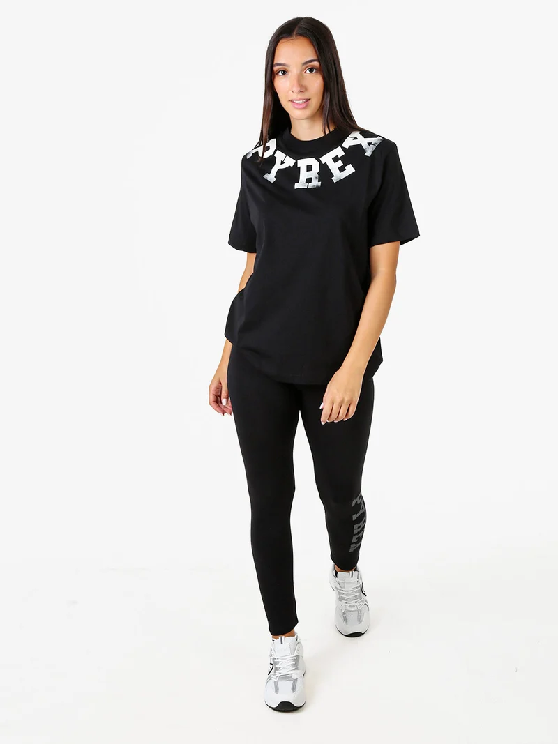 T-shirt donna in cotone con stampa - nero