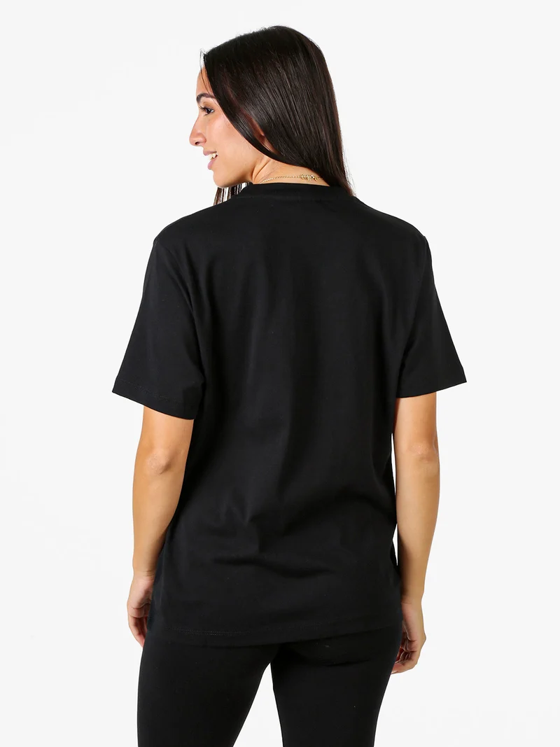 T-shirt donna in cotone con stampa - nero