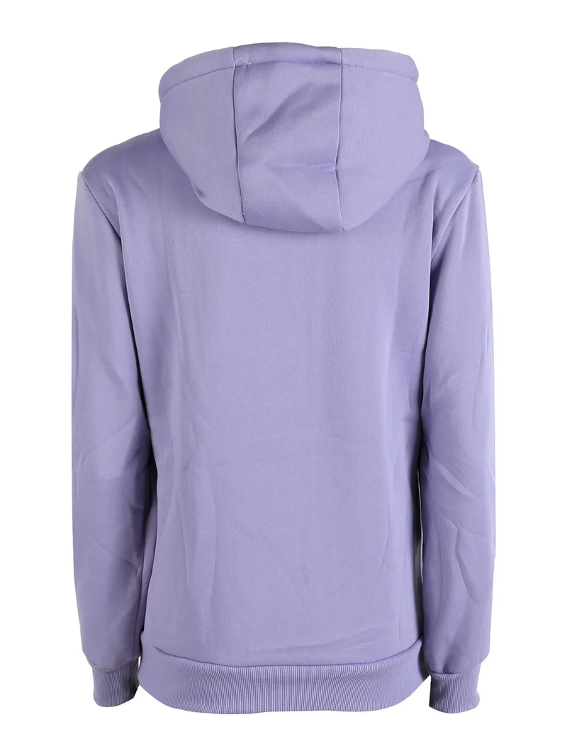 Felpa sportiva da donna full zip con cappuccio e interno felpato - lilla