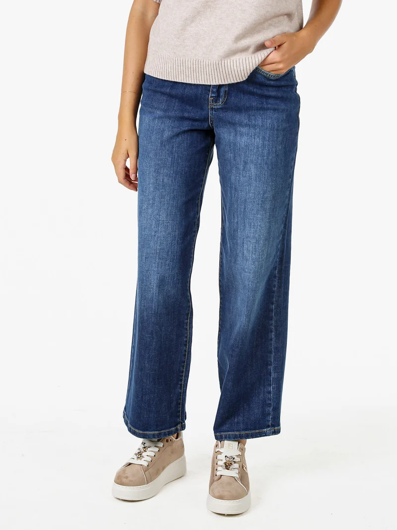 Jeans donna wide leg a vita alta - jeans