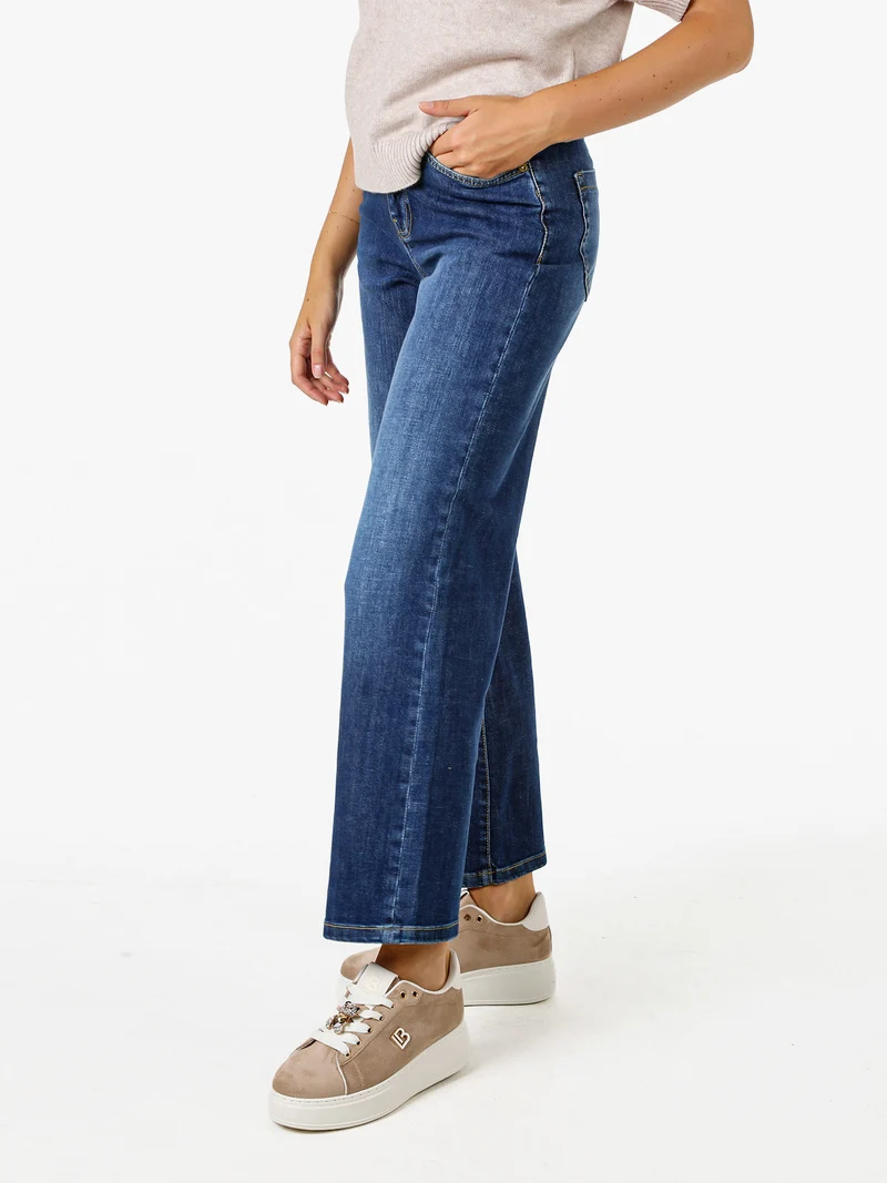Jeans donna wide leg a vita alta - jeans