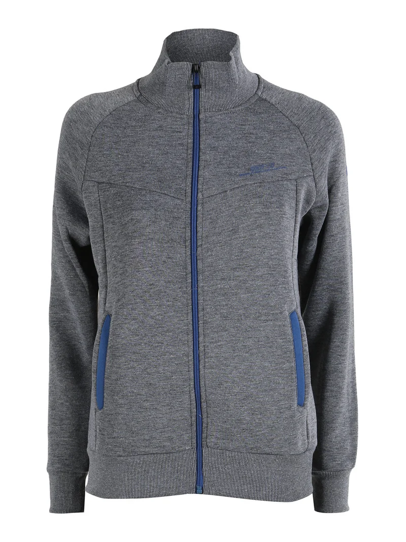 Felpa pesante da donna full zip con interno felpato - grigio scuro