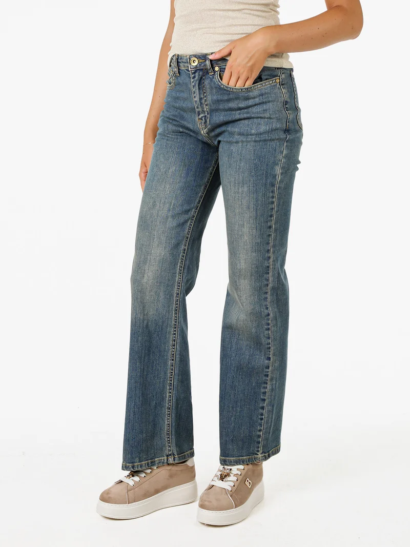 Jeans donna a gamba dritta e vita alta - jeans