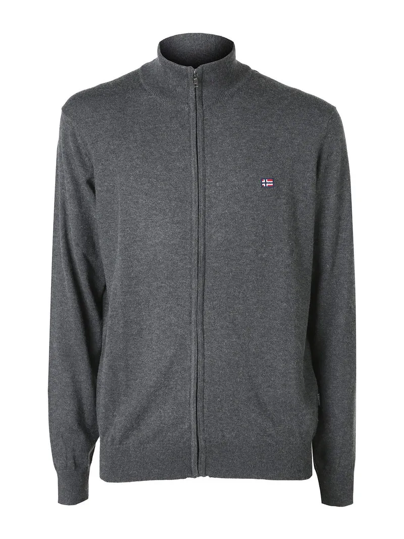 Cardigan da uomo in maglia con zip - grigio scuro