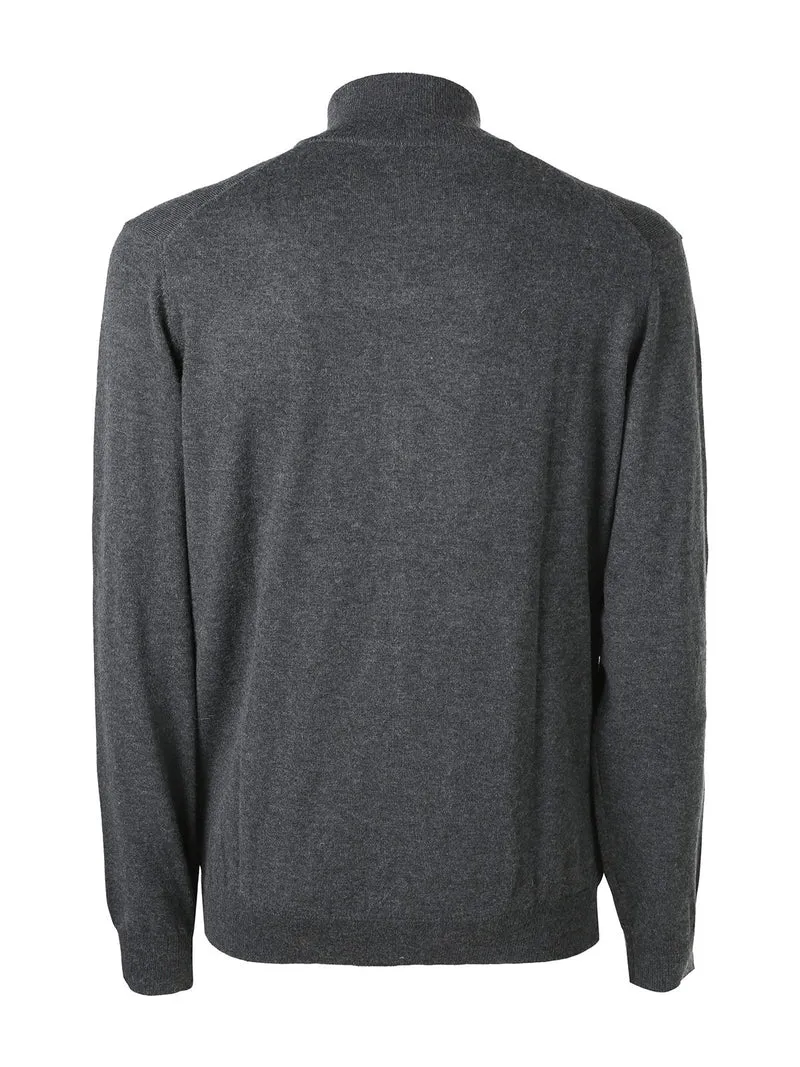 Cardigan da uomo in maglia con zip - grigio scuro