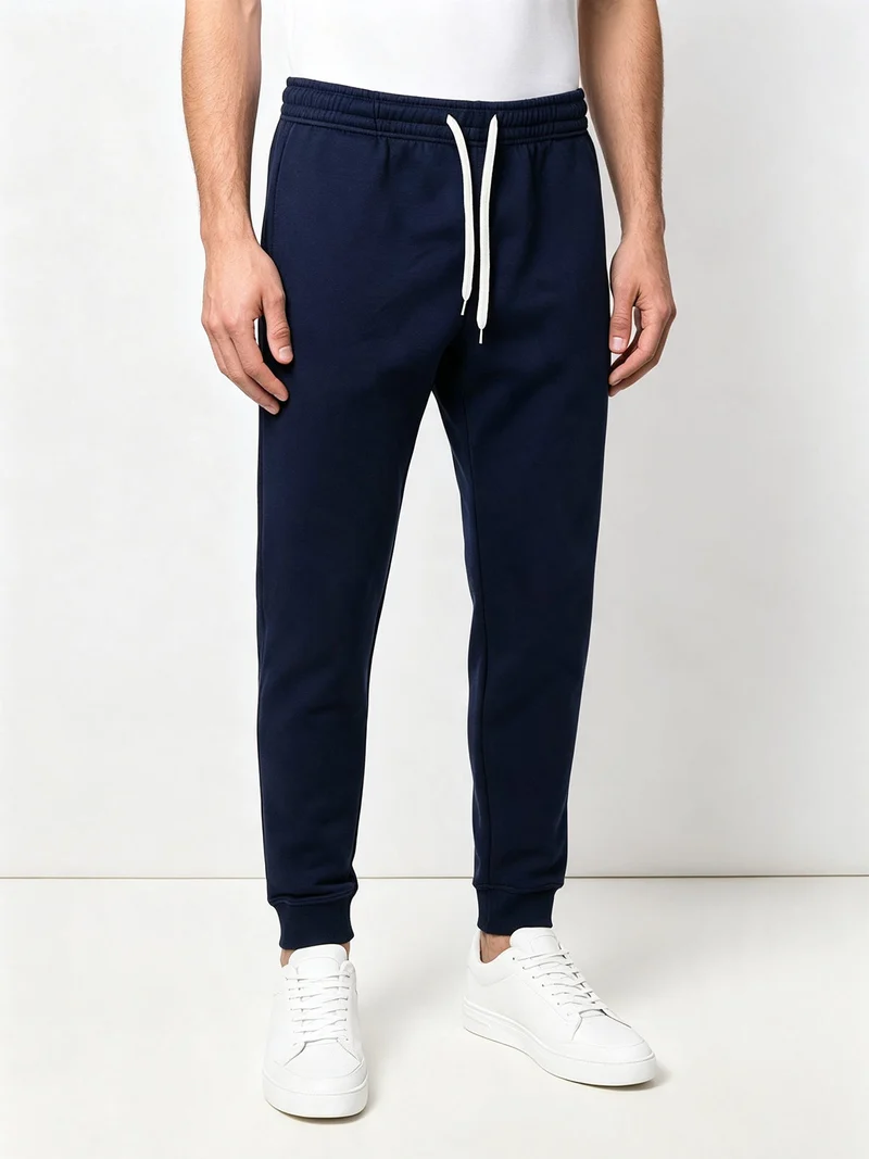 Pantaloni sportivi da uomo con coulisse e interno felpato - blu scuro