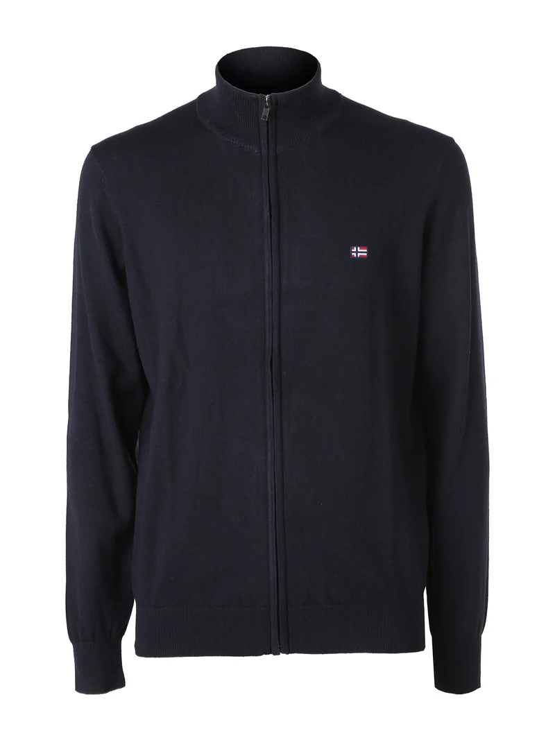 Cardigan da uomo in maglia con zip - blu scuro