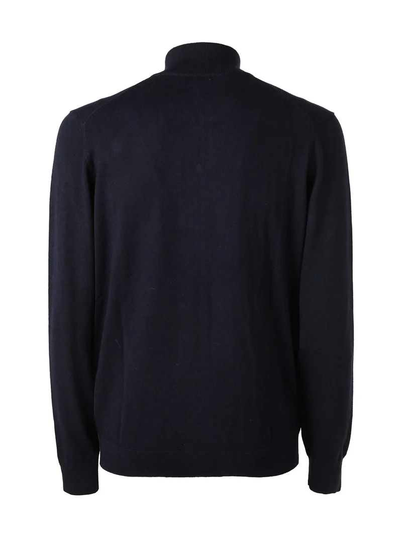 Cardigan da uomo in maglia con zip - blu scuro