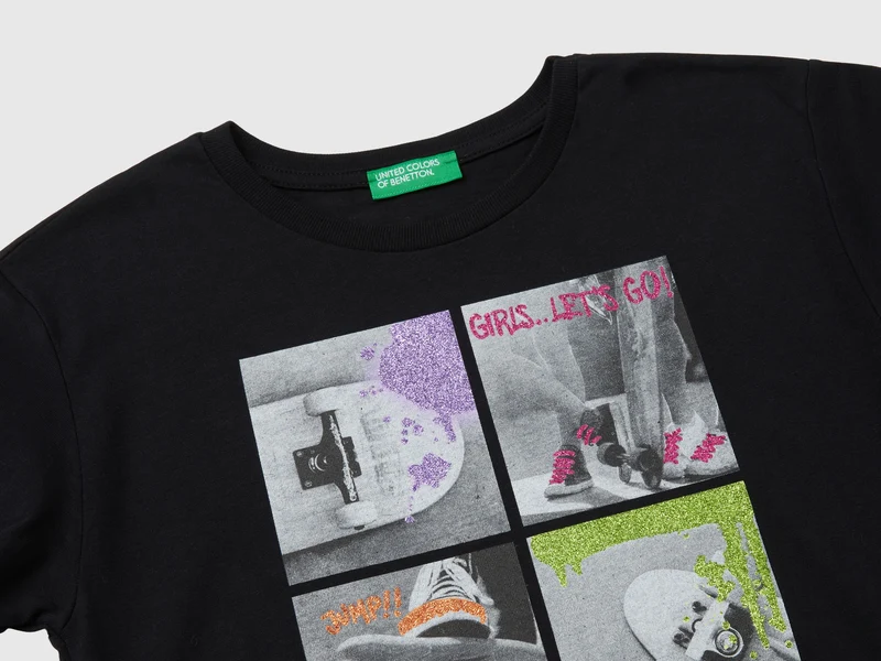 T-Shirt mit Photoprint und Glitter