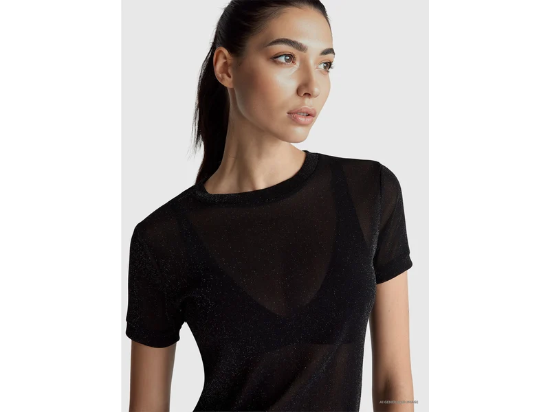 Kurzärmeliges Lurex-T-Shirt