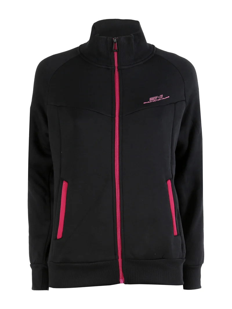 Felpa pesante da donna full zip con interno felpato - nero