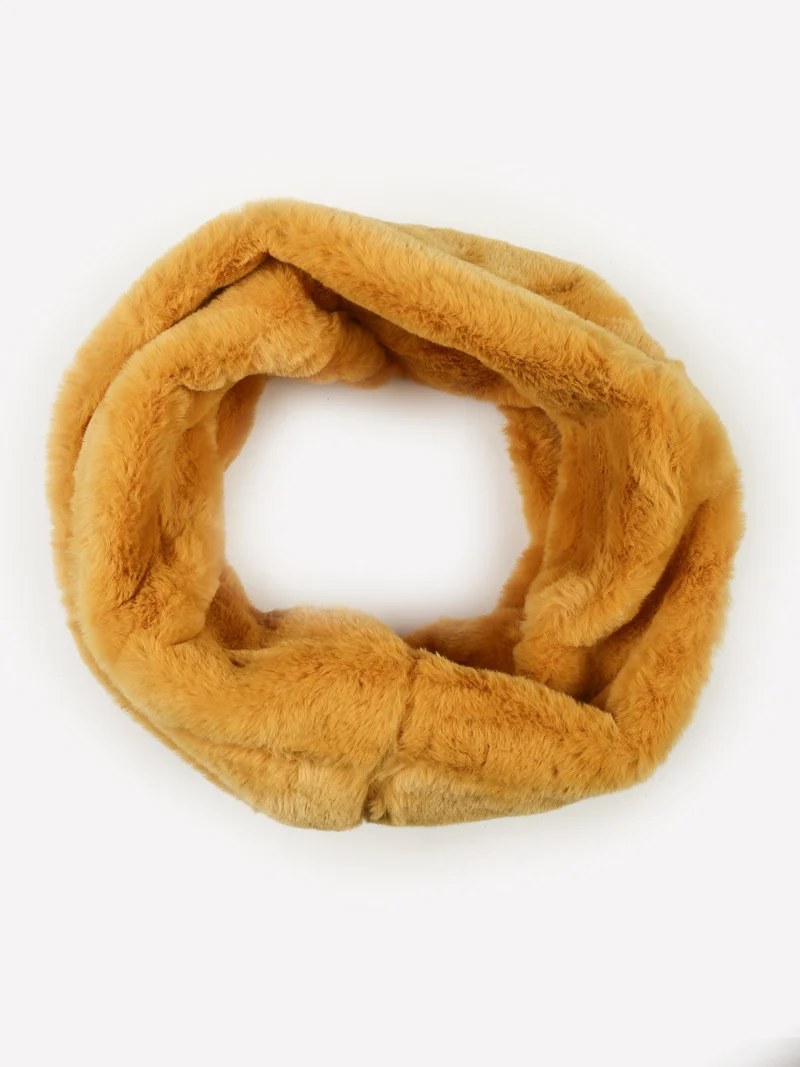 Sciarpa ad anello in ecopeliccia - giallo