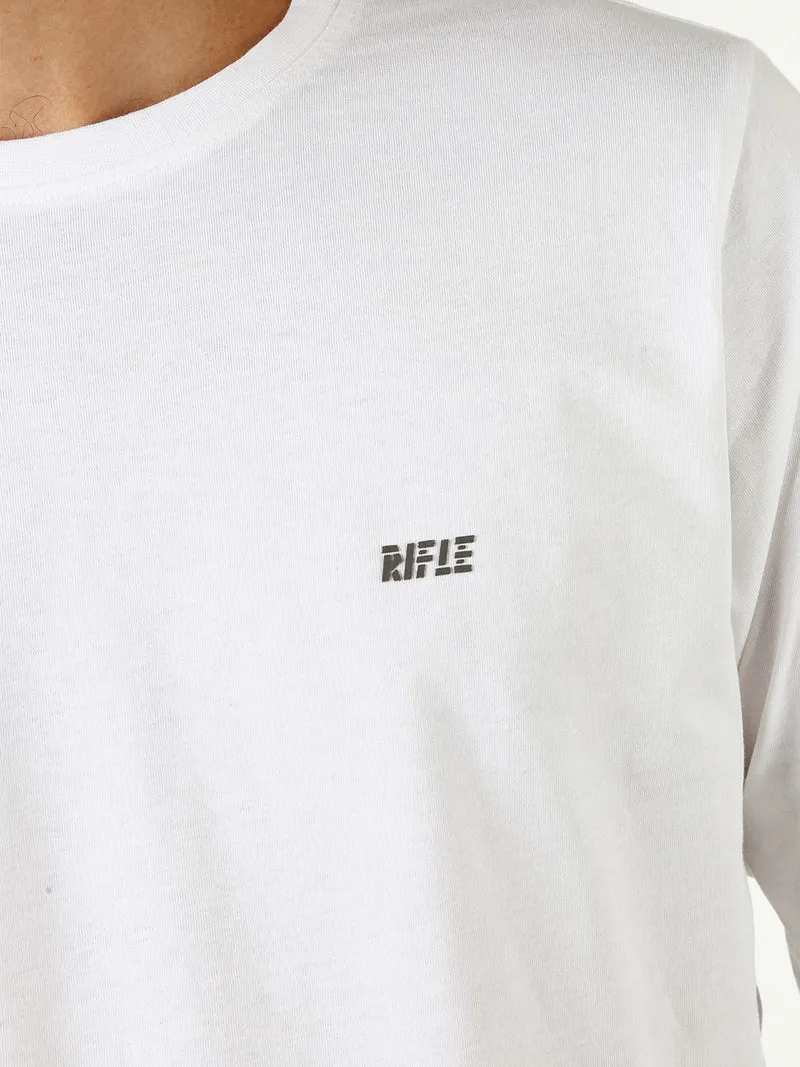 T-shirt girocollo da uomo a maniche lunghe in cotone - bianco