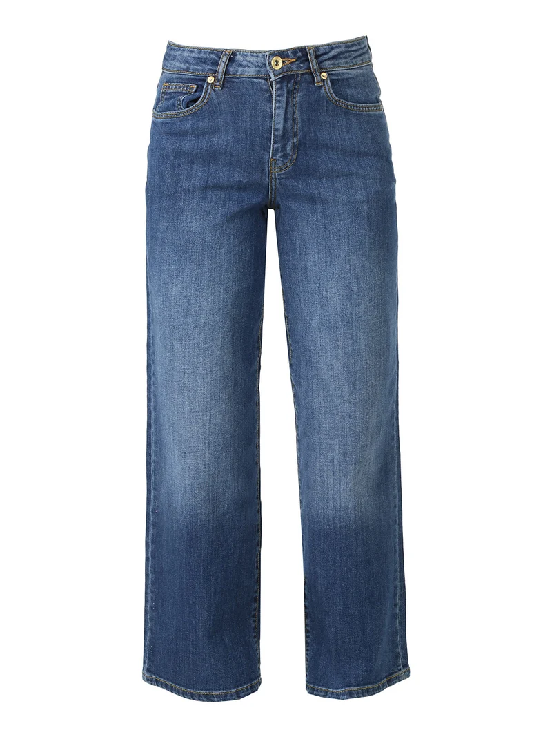 Jeans donna a vita alta con gamba larga - jeans