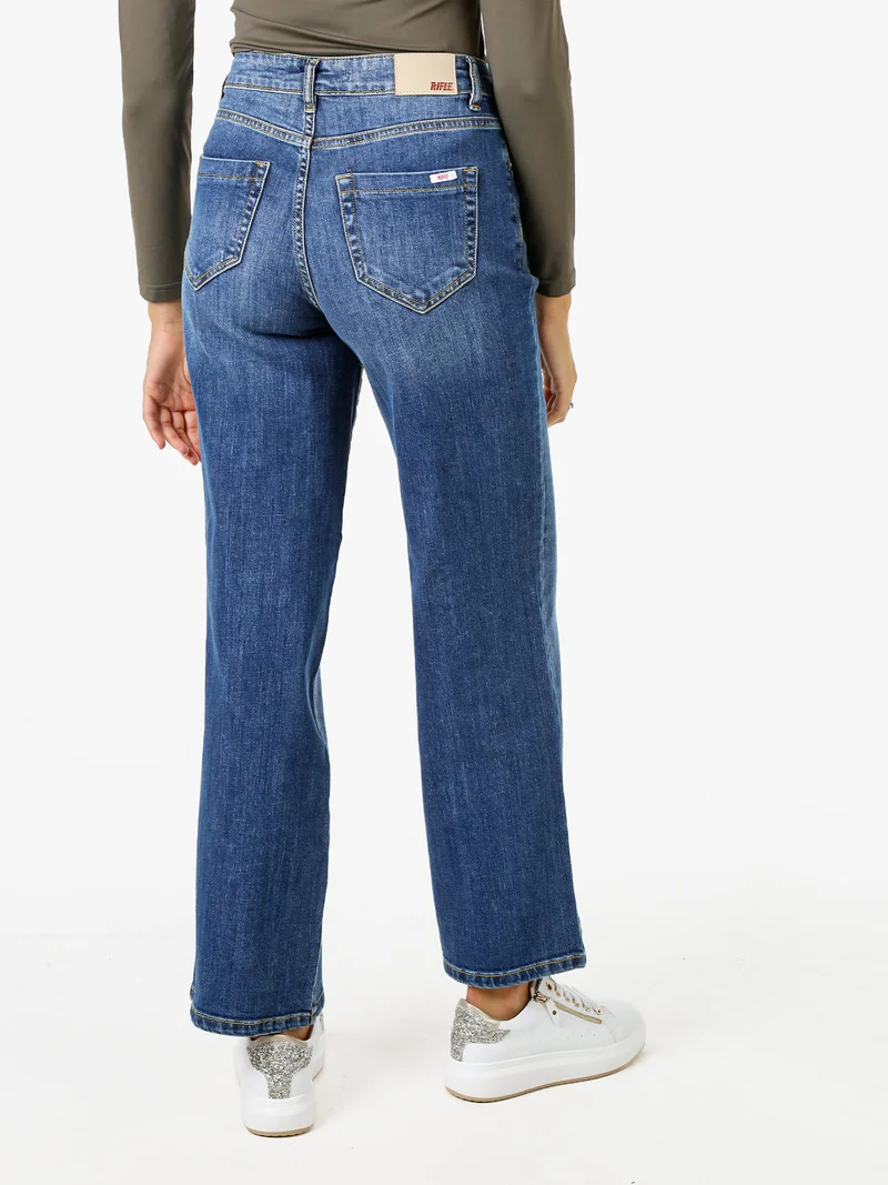 Jeans donna a vita alta con gamba larga - jeans