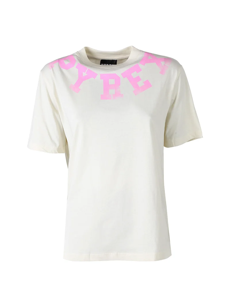 T-shirt donna in cotone con stampa - panna