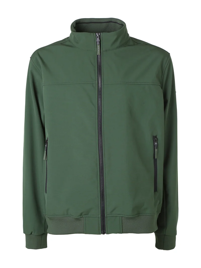 Giacca a vento da uomo con zip e interno in pile - verde
