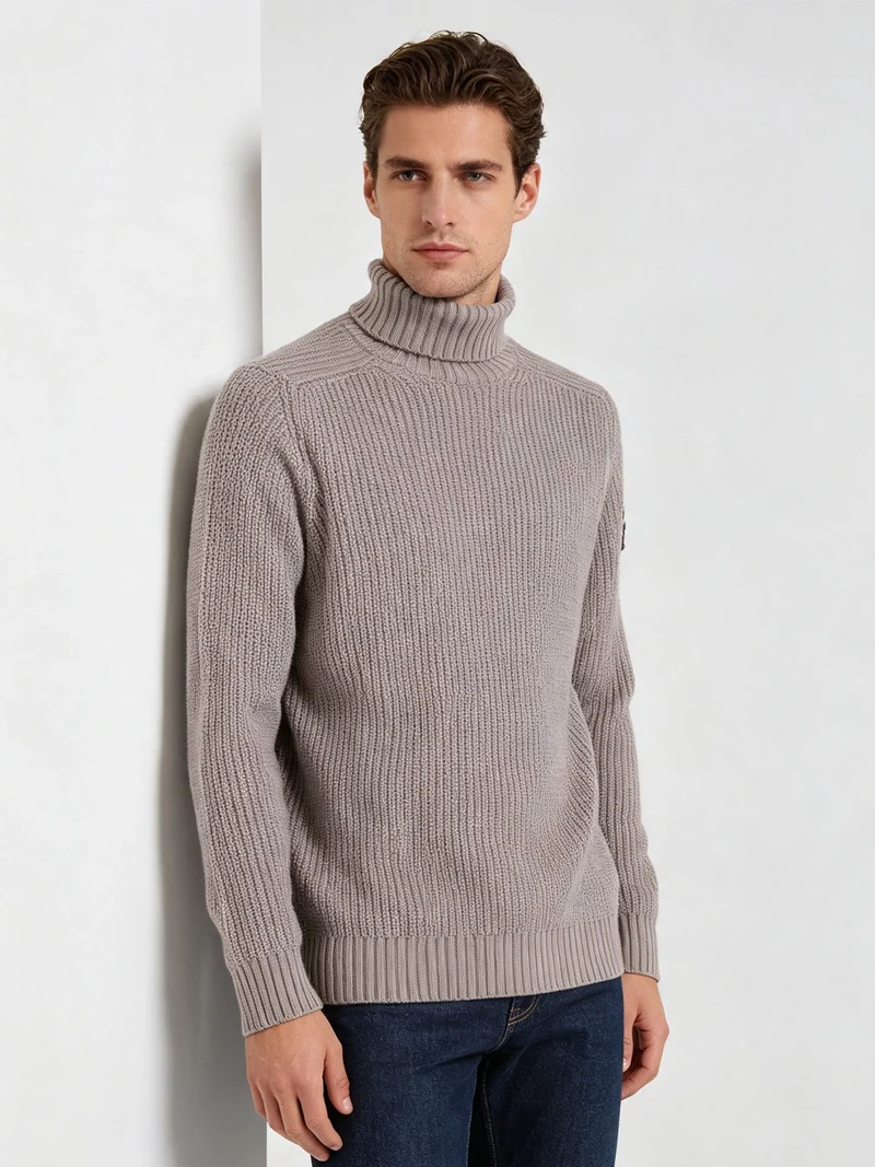 Maglione dolcevita da uomo in misto lana - fango