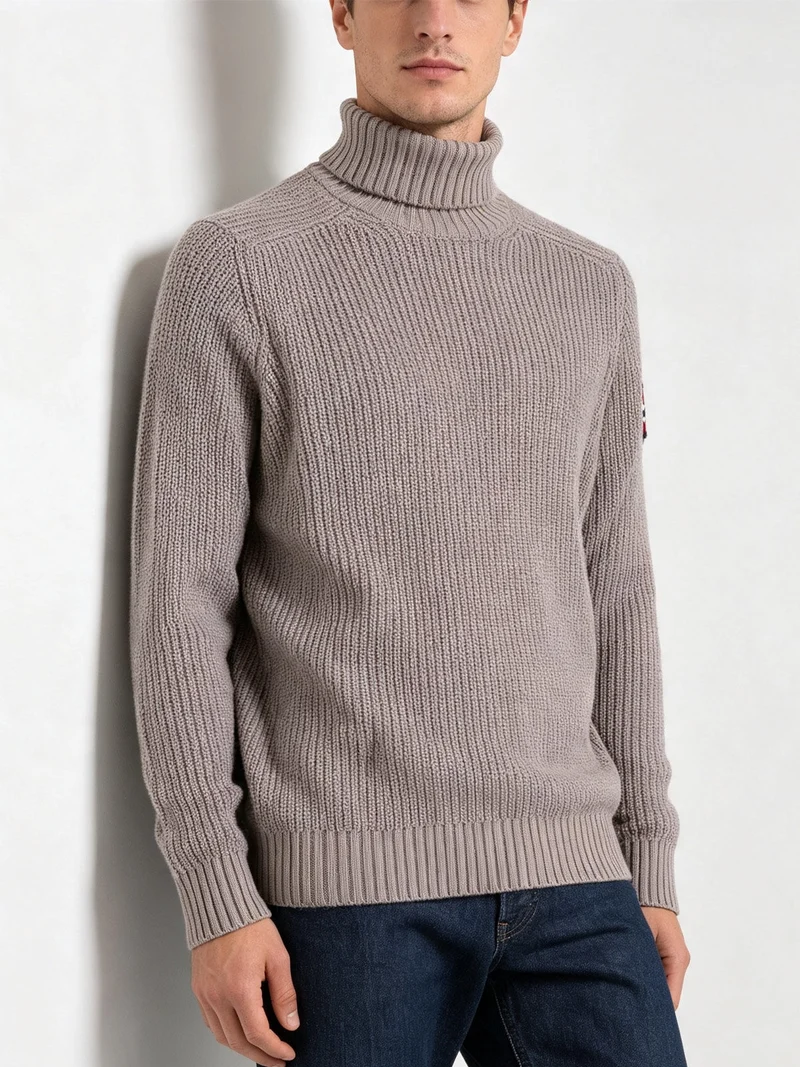 Maglione dolcevita da uomo in misto lana - fango