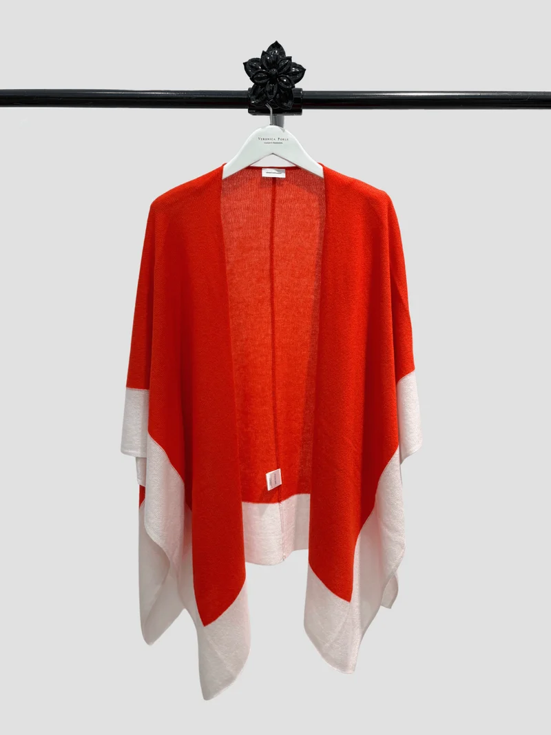 Poncho Colorblock Rot-Rosa
