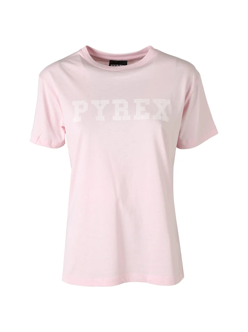 T-shirt da donna in cotone con scritta logo brillantinata - rosa