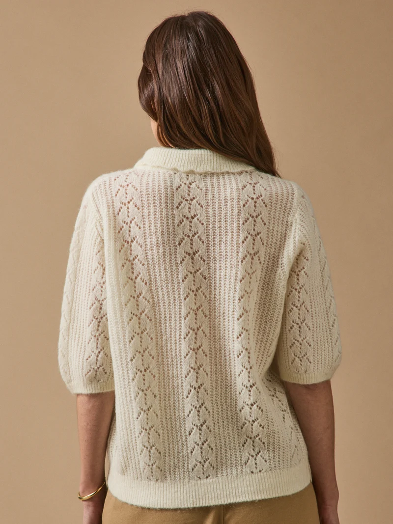 Damenpullover mit Polokragen aus Wolle und Mohair