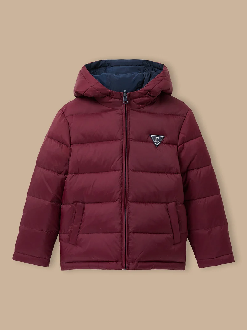 Jungen-Daunenjacke mit Federn und Daunen, wendbar