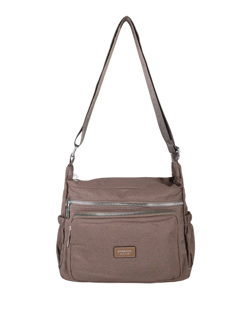 Borsa donna a tracolla in nylon - moro