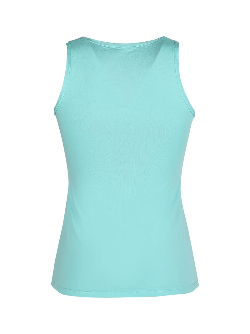 P0718M Top donna in bamboo a spalla larga - acqua marina