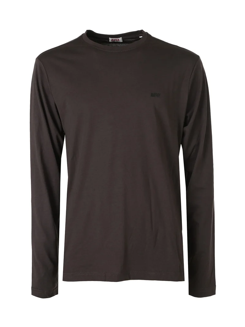 T-shirt girocollo da uomo a maniche lunghe in cotone - antracite