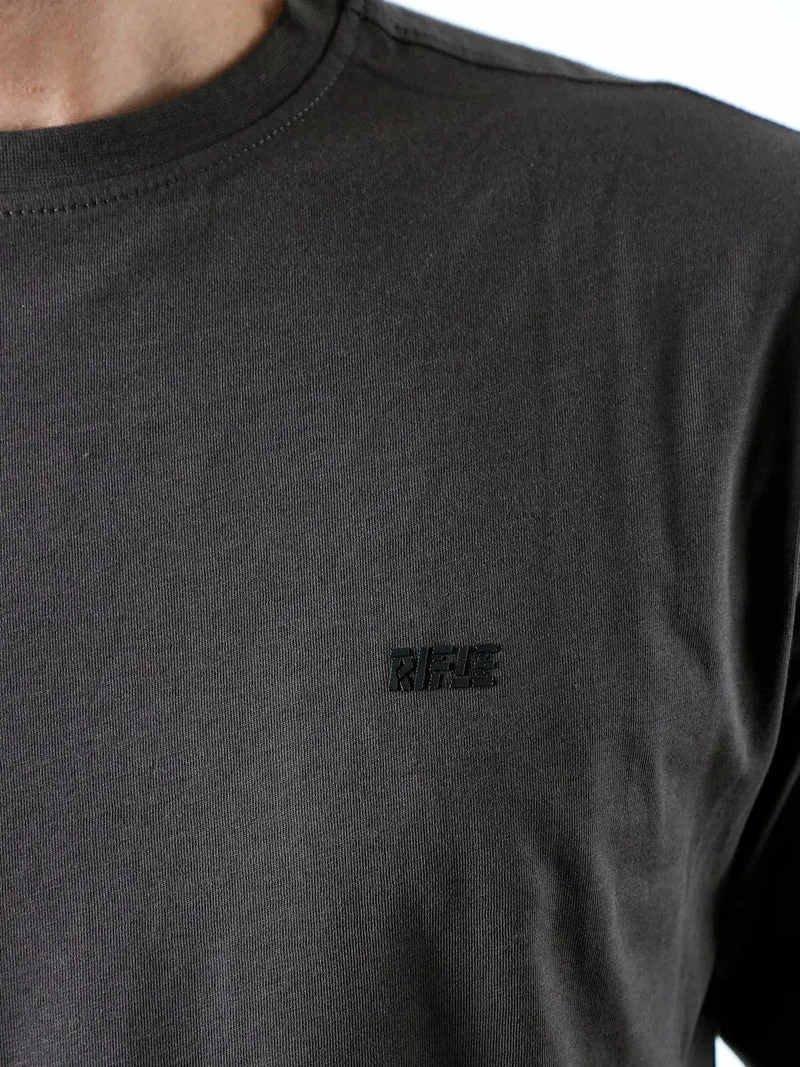 T-shirt girocollo da uomo a maniche lunghe in cotone - antracite